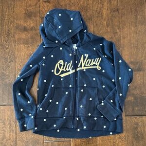 Old Navy Kids' Navy and White Polka Dot Zipper Hoodie Jacket